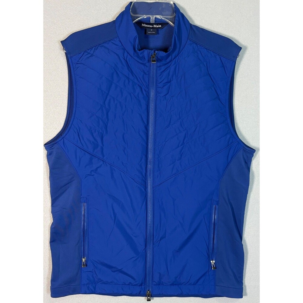 NWOT Mizzen Main Vest Mens M Blue Full Zip Hike Stretch Golf Performance Jacket